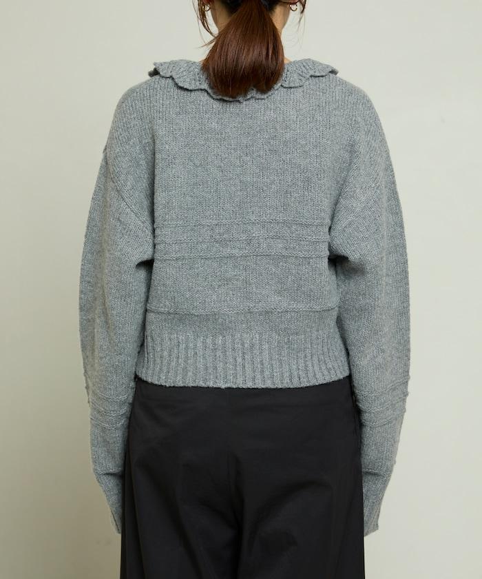 荷葉邊釦子開衫