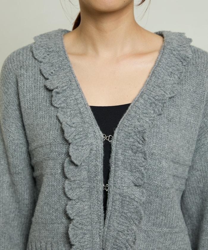 荷葉邊釦子開衫