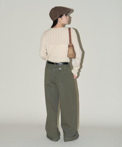 羅紋針織亨利領毛衣