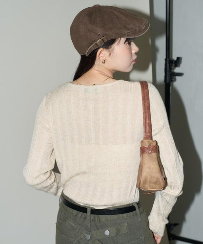 羅紋針織亨利領毛衣