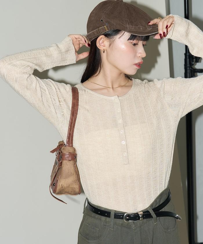 羅紋針織亨利領毛衣