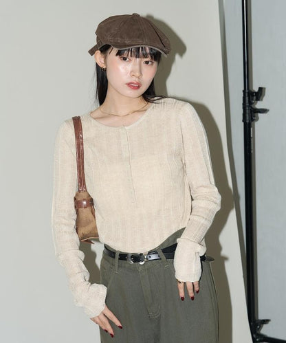 羅紋針織亨利領毛衣