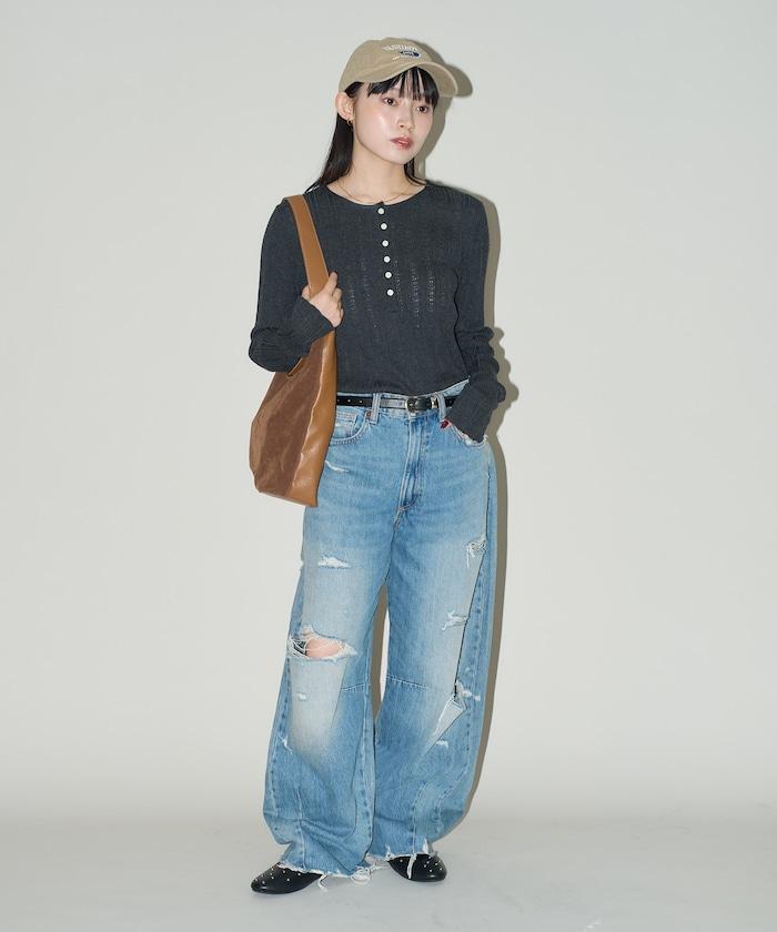 羅紋針織亨利領毛衣