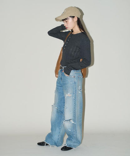 羅紋針織亨利領毛衣