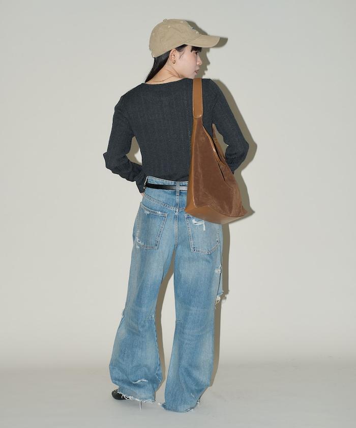 羅紋針織亨利領毛衣