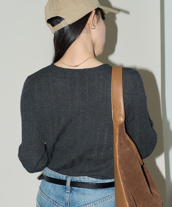 羅紋針織亨利領毛衣