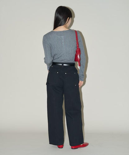 羅紋針織亨利領毛衣