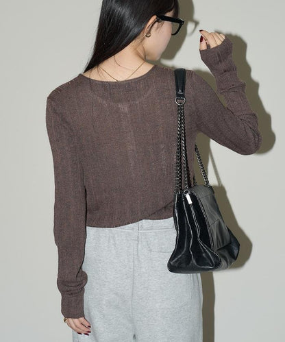 羅紋針織亨利領毛衣