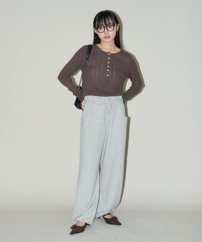 羅紋針織亨利領毛衣