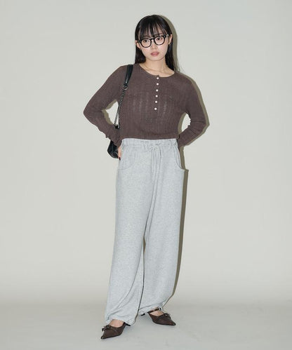 羅紋針織亨利領毛衣