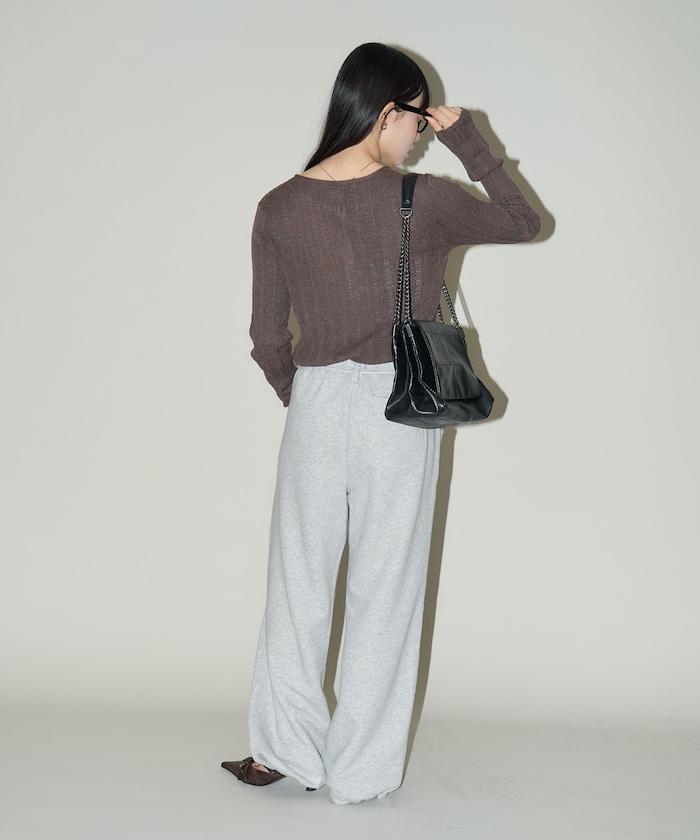 羅紋針織亨利領毛衣