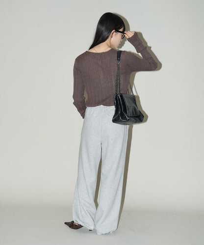 羅紋針織亨利領毛衣