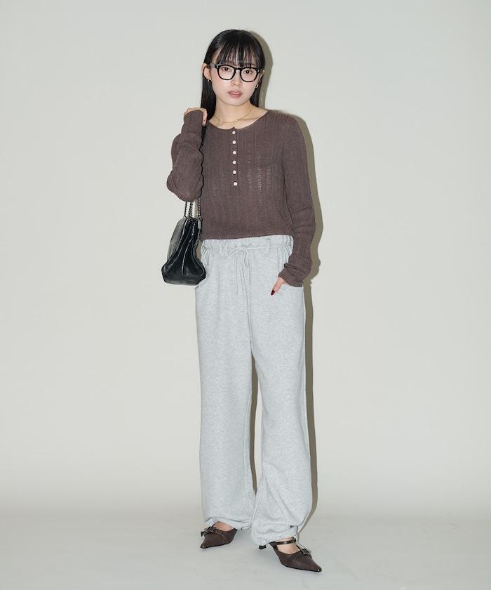 羅紋針織亨利領毛衣