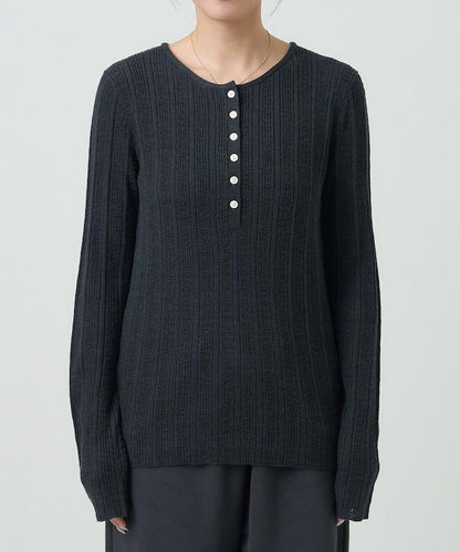 羅紋針織亨利領毛衣