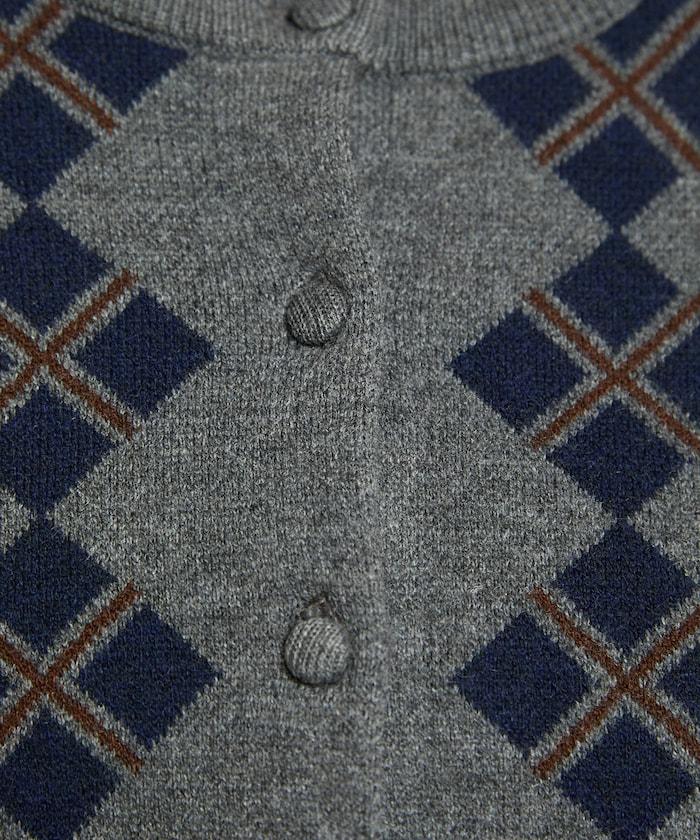 菱格紋提花針織開衫