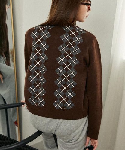 菱格紋提花針織開衫