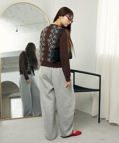 菱格紋提花針織開衫