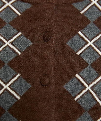 菱格紋提花針織開衫