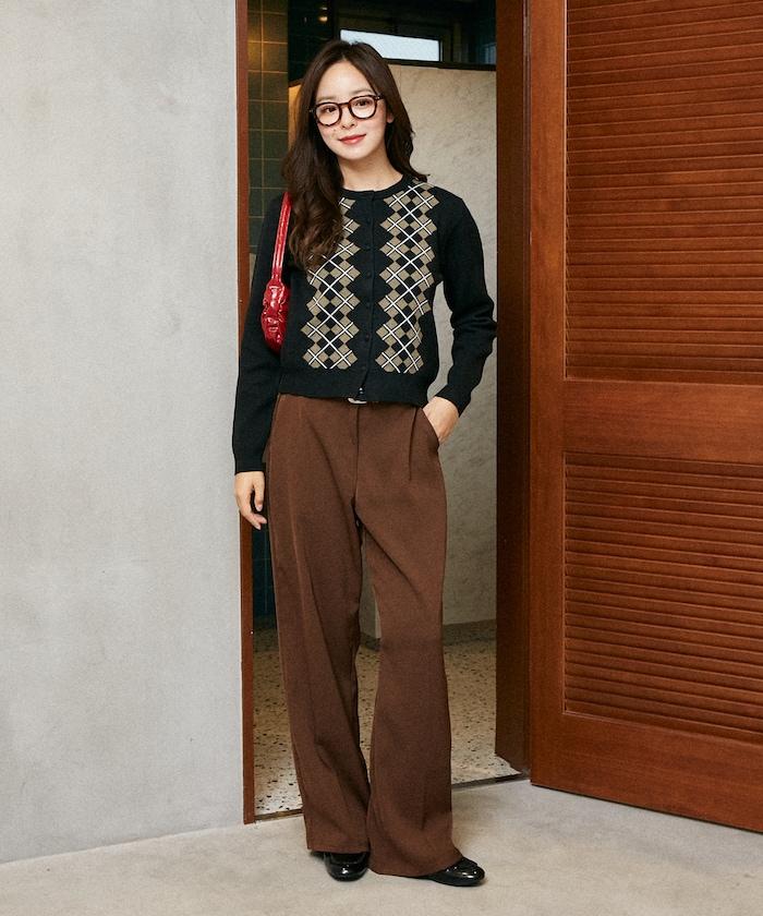 菱格紋提花針織開衫