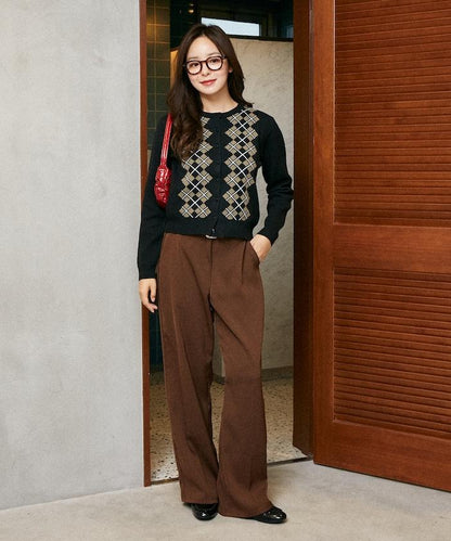 菱格紋提花針織開衫