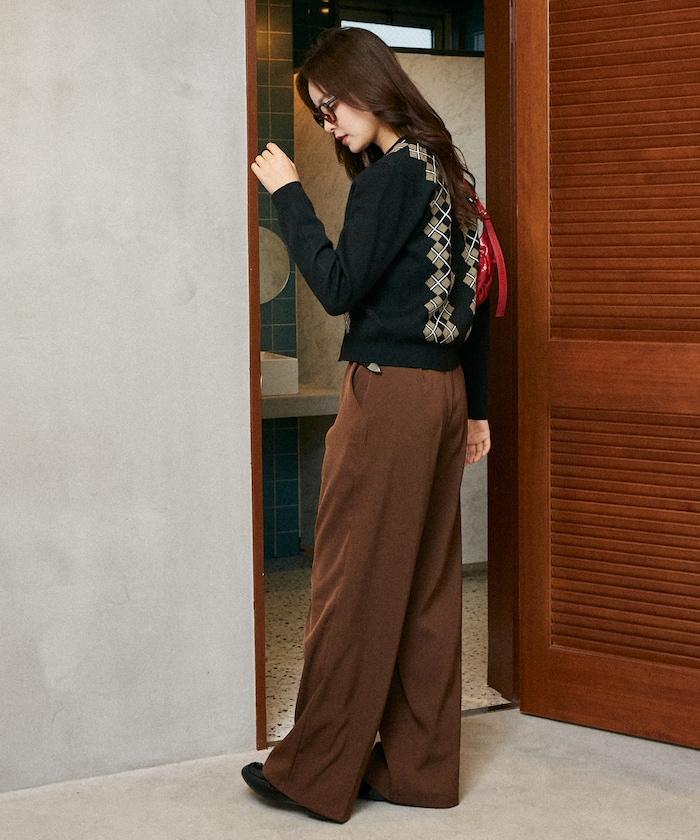 菱格紋提花針織開衫