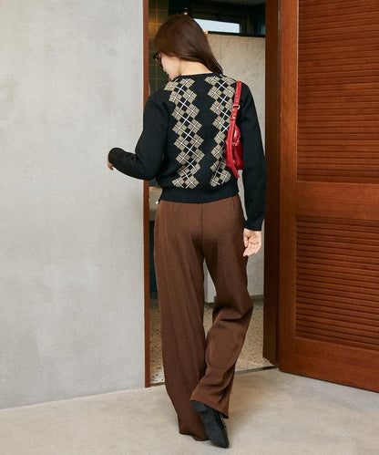 菱格紋提花針織開衫