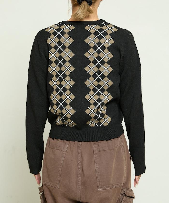 菱格紋提花針織開衫