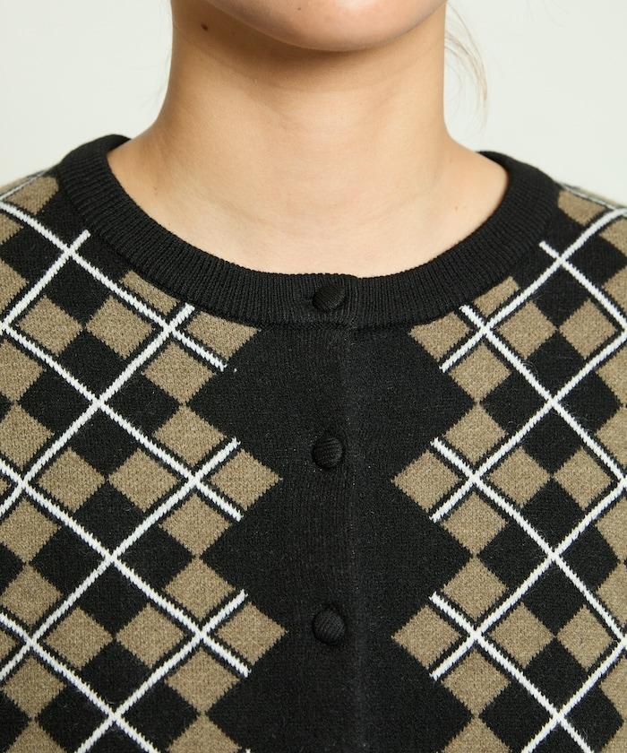 菱格紋提花針織開衫