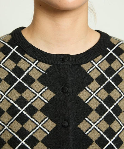 菱格紋提花針織開衫