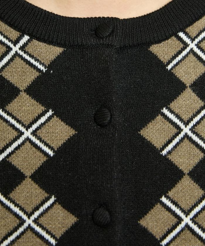 菱格紋提花針織開衫