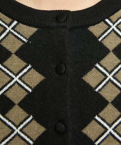 菱格紋提花針織開衫