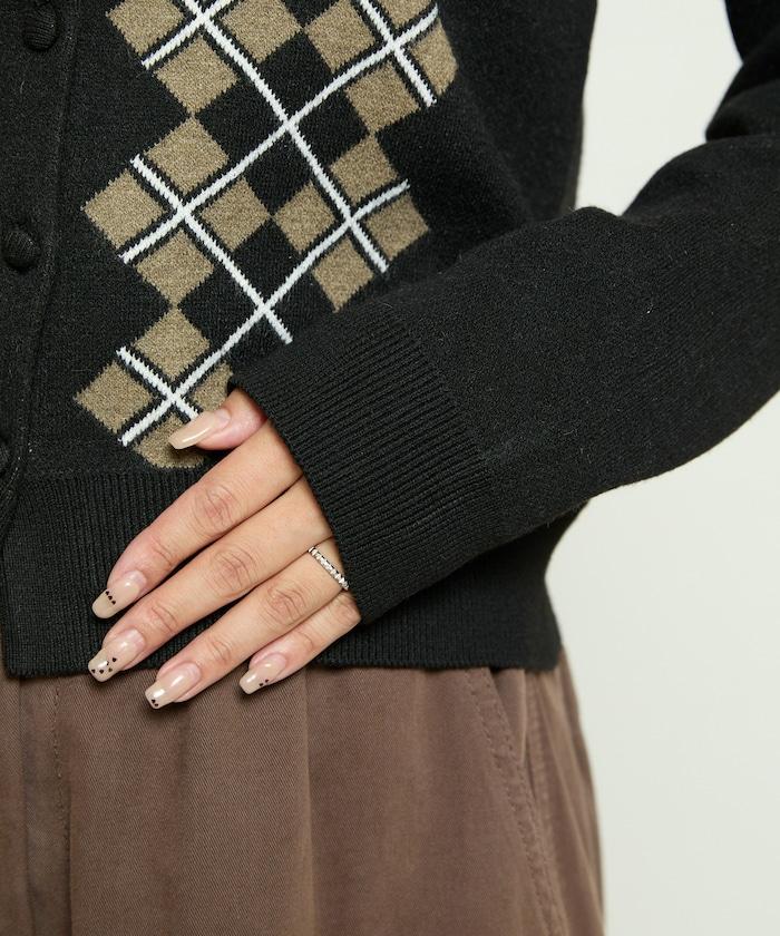 菱格紋提花針織開衫