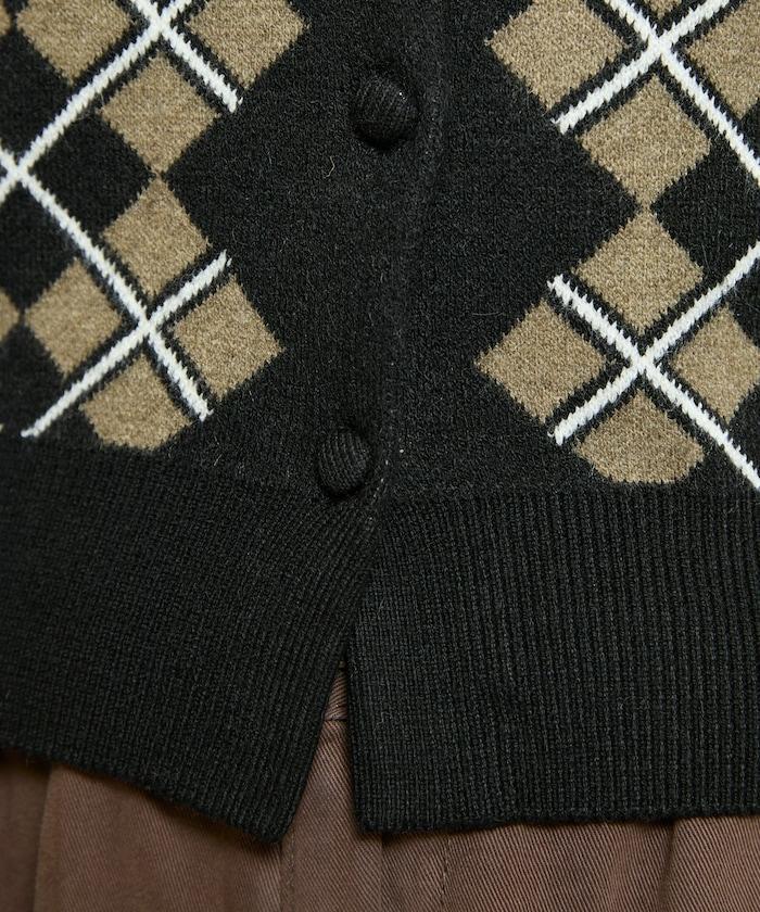 菱格紋提花針織開衫