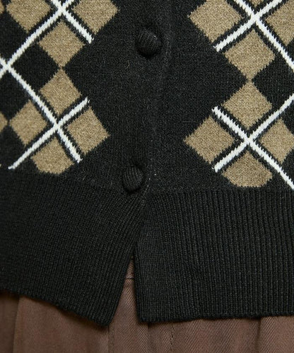 菱格紋提花針織開衫