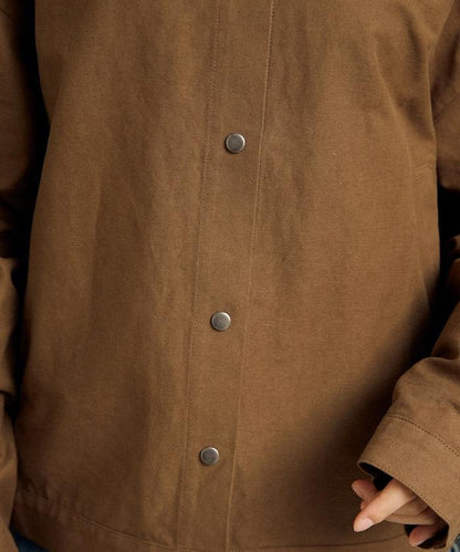 仿皮革帶領輕薄外套