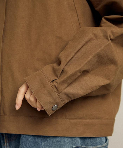 仿皮革帶領輕薄外套