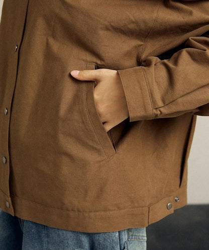 仿皮革帶領輕薄外套