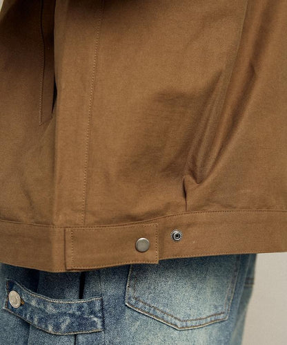 仿皮革帶領輕薄外套