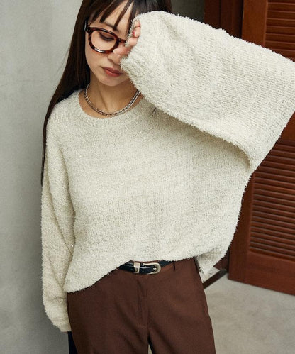 亮片羽毛寬鬆針織衫