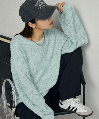 亮片羽毛寬鬆針織衫