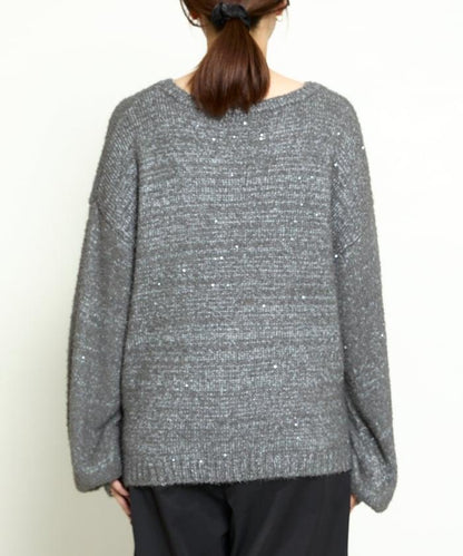 亮片羽毛寬鬆針織衫
