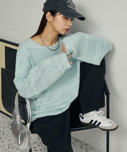 亮片羽毛寬鬆針織衫