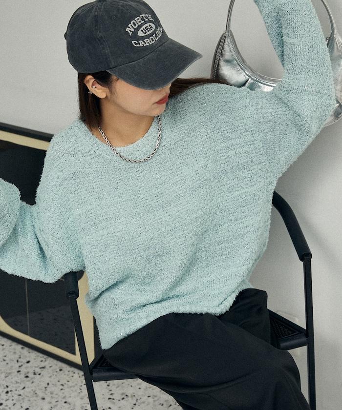 亮片羽毛寬鬆針織衫