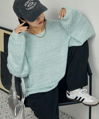 亮片羽毛寬鬆針織衫