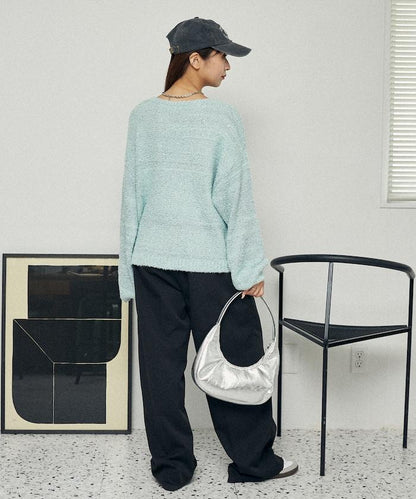 亮片羽毛寬鬆針織衫