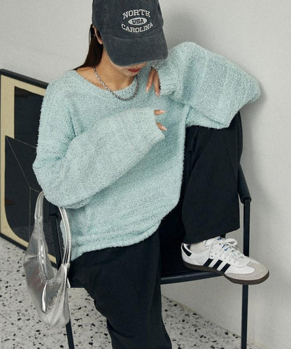 亮片羽毛寬鬆針織衫