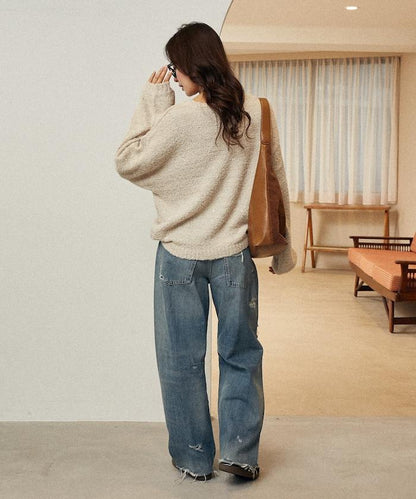 亮片羽毛寬鬆針織衫