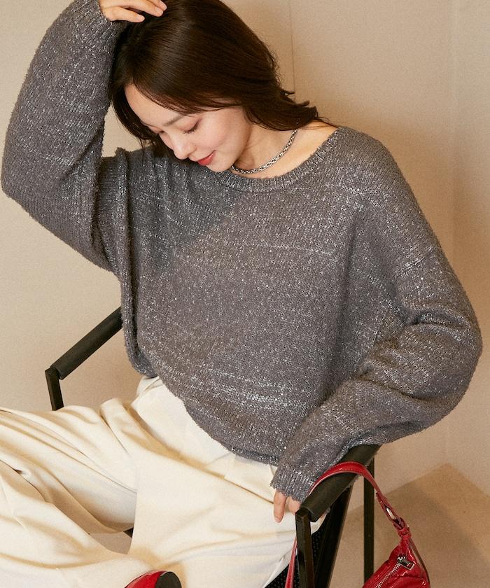 亮片羽毛寬鬆針織衫