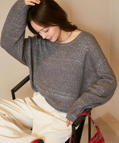 亮片羽毛寬鬆針織衫