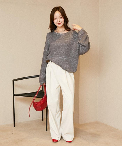 亮片羽毛寬鬆針織衫
